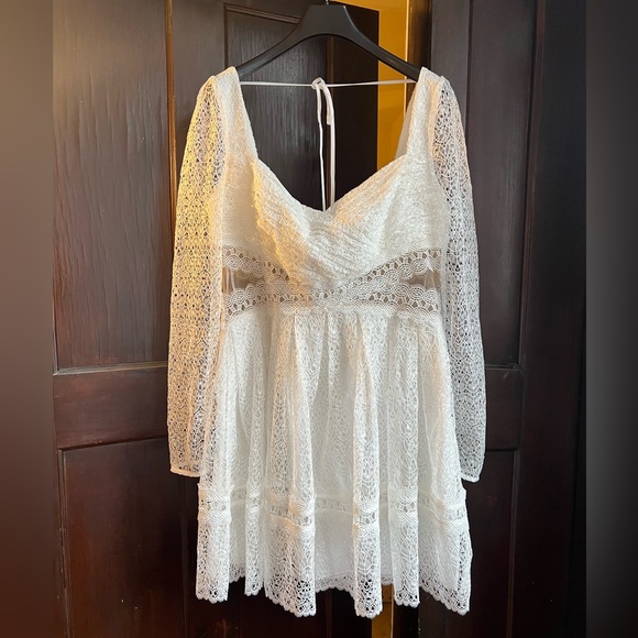 SELF-PORTRAIT lace cut out mini dress in white NWT - Picture 4 of 6